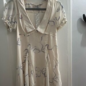 Urban Outfitters Cream and Blue Mini Dress